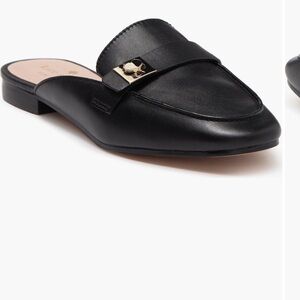 Kate Spade Black Leather Slip-On Loafers with Gold Detail 9